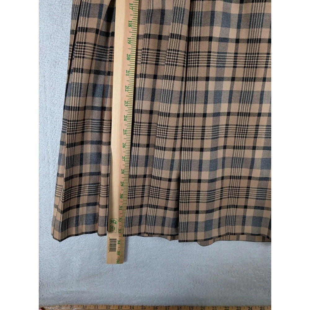 Vintage Pendleton Pleated Plaid Wool Maxi Skirt Women's 16 Brown - Picture 3 of 8